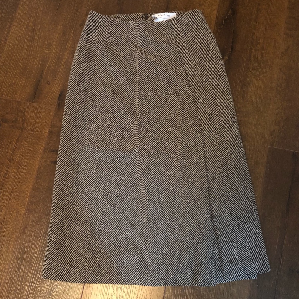 Wool Houndstooth Skirt